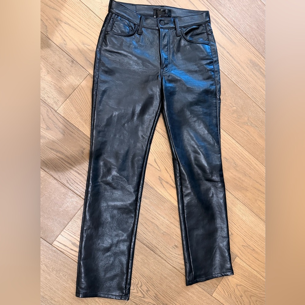 Mother Black Faux Leather Pants